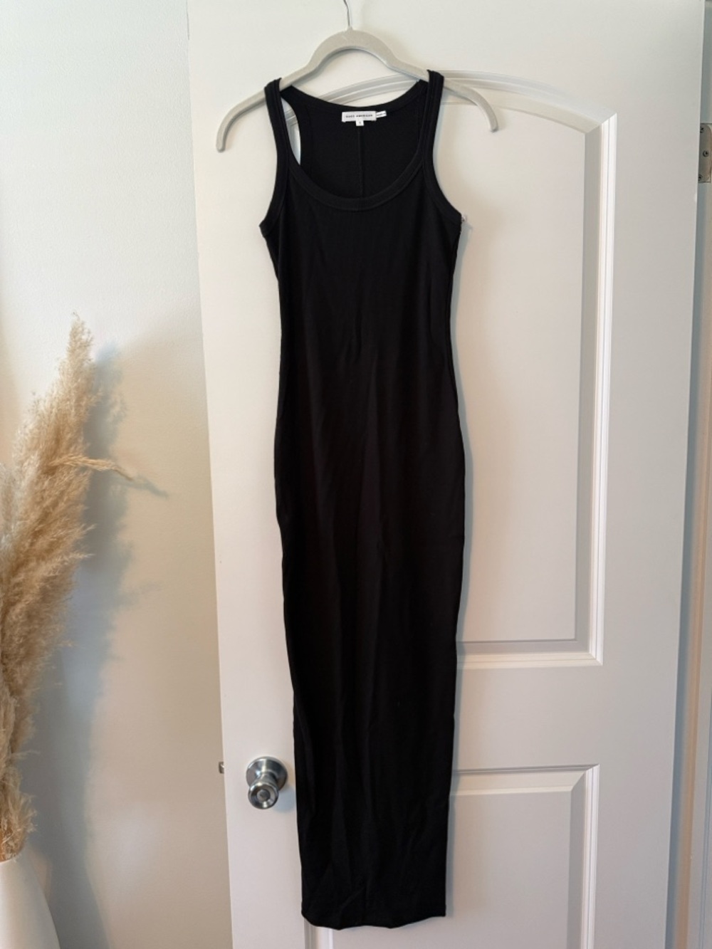 NWT Good American Black Ribbed Tank Maxi Dress